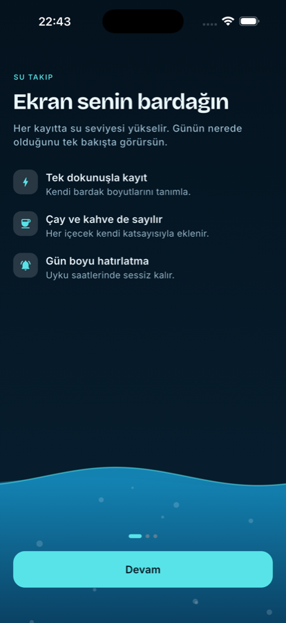 Karşılama ekranı: uygulamanın üç temel özelliği
